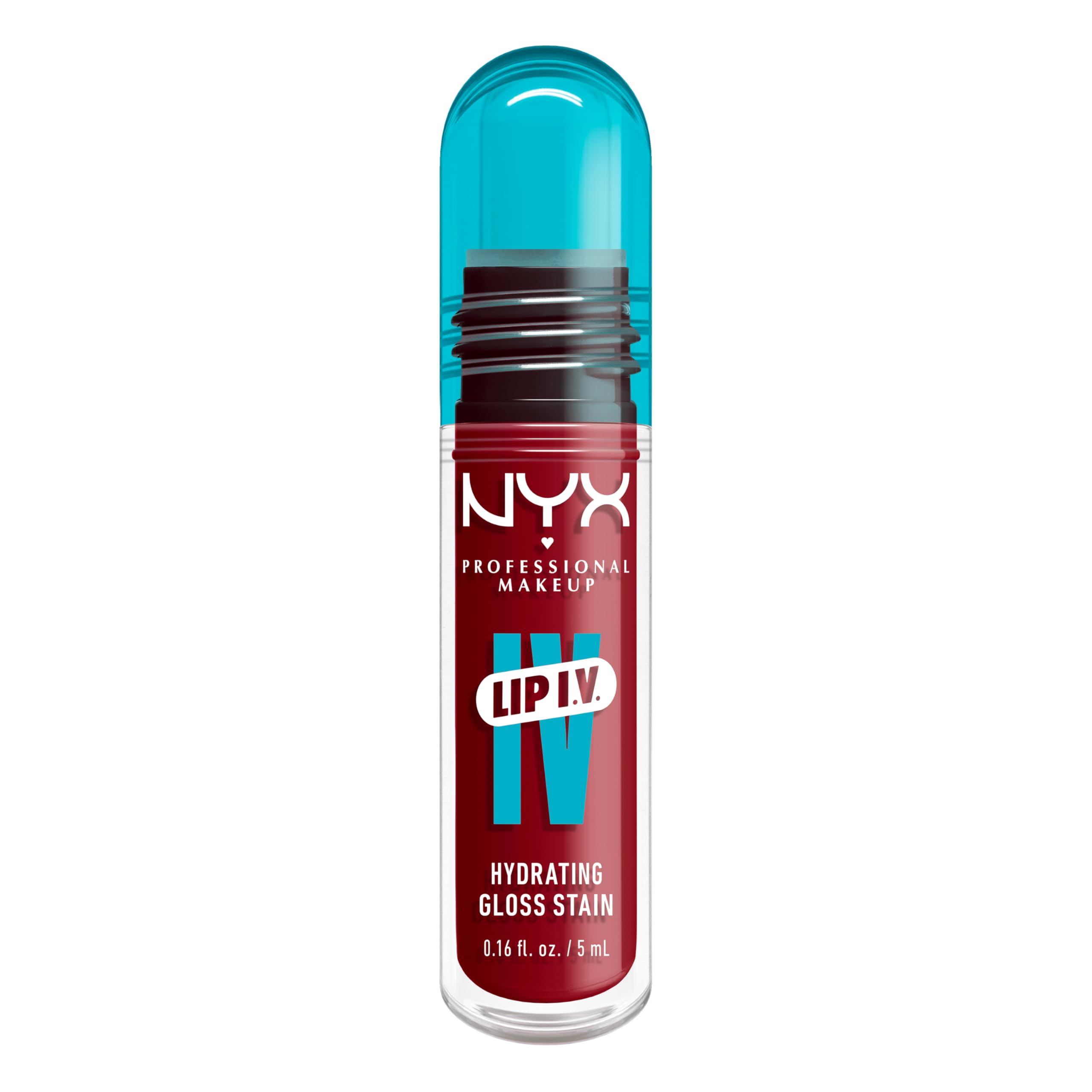 NYX Professional Makeup Lip Gloss and Lip Stain, Lip IV Hydrating Gloss Stain, Up to 12 Hour Hydration, High Pigment, Wet Shine Finish, Shade: Cranberry Splash