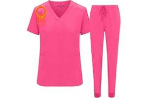 M&M SCRUBS Women's Essential Jogger Scrub Set Nursing Uniform Clearance Cool Stretch Scrub Top and Pant Workwear
