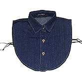 LANGUGU Unisex Stylish Detachable Half Shirt Blouse False Collar Solid Color Denim Fake Collar (Deep Blue)