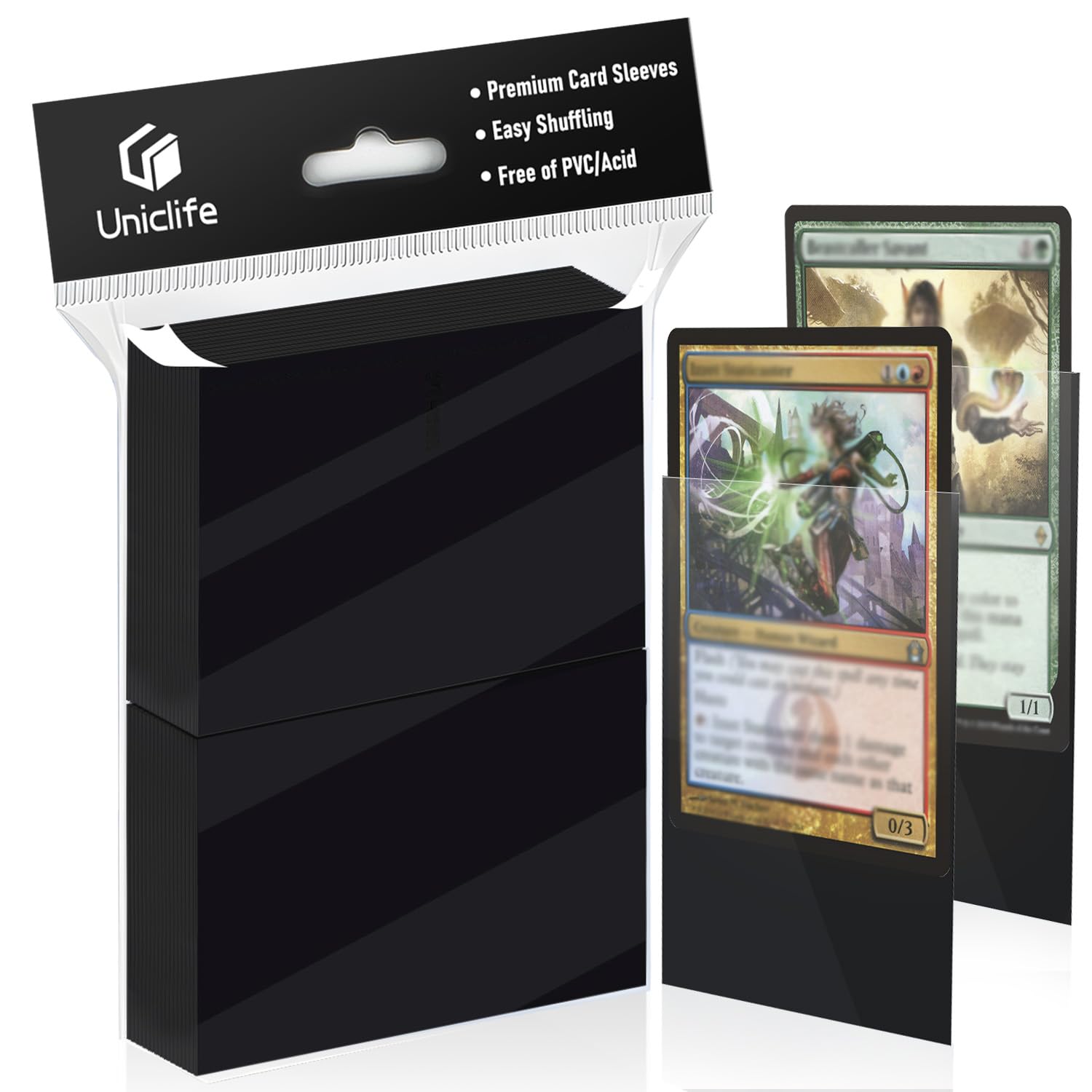 Uniclife 100 Counts Black MTG Card Sleeves Matte