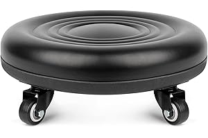 Lilithye Small Rolling Stool with Wheels for Shop Garage Garden Portable Low Rolling Stools Multifunction Round Black Roller Seat Stool