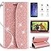 Samsung Galaxy J7 Refine Case Wallet,Galaxy J7 2018 Case,J7V J7 V 2nd Gen/J7 Star Case Wallet w/Screen Protector,CaseRoo [Kickstand][Card Slots][Wrist Strap] Glitter Cover w/Cosmetic Mirror-Rosegold