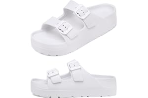 Haifago Women's Platform Sandals with Arch Support, Summer Beach Slides Adjustable Buckle Comfortable Lightweight EVA Slip on Slide