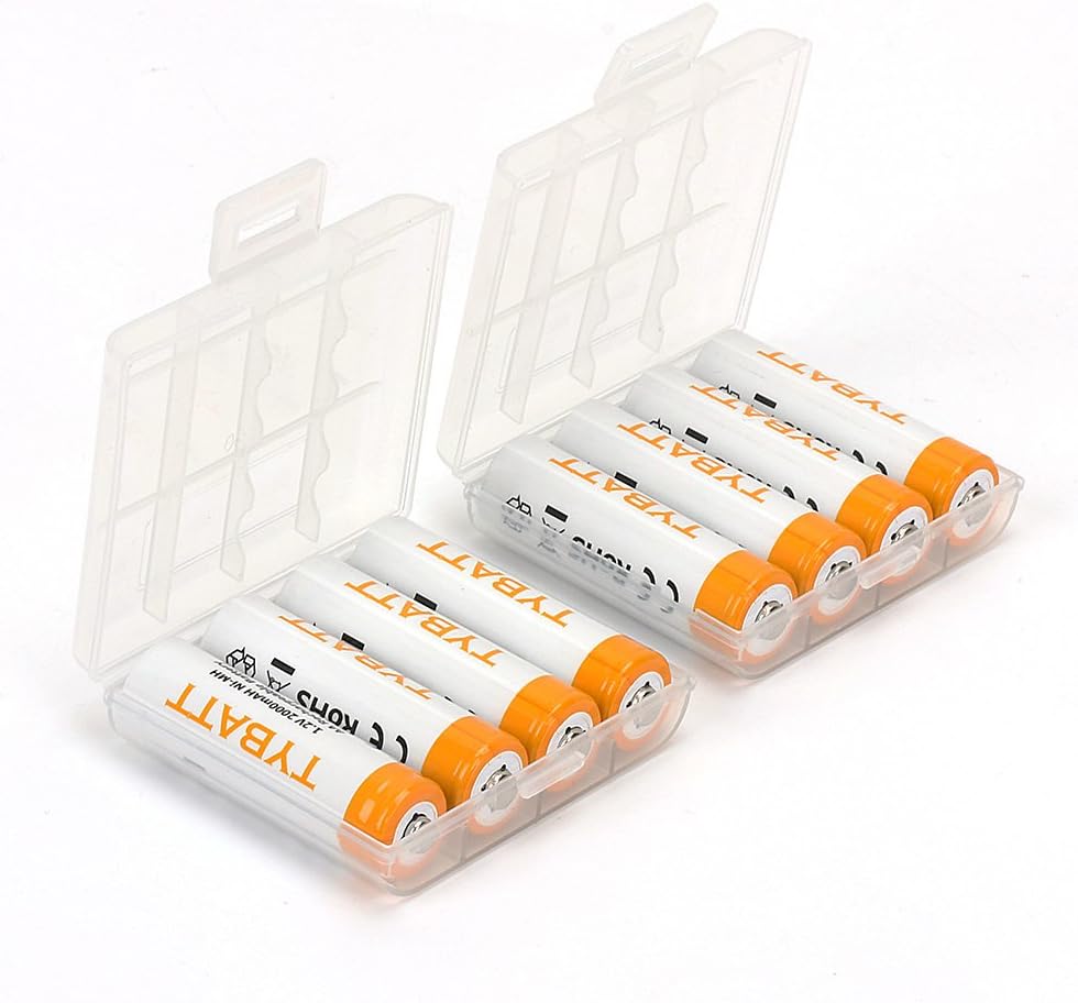 POWERGIANT [8-Pack] AA Rechargeable Batteries 2800mAh with 2 Storage Cases, High Performance Pre-Charged NiMh Batteries for Solar Lights Toys Remote Controls