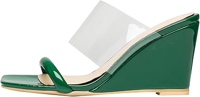 clear strap wedge heels