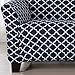 Home Fashion Designs Printed Twill Arm Chair Slipcover. One Piece Stretch Chair Cover. Strapless Arm Chair Cover for Living Room. Brenna Collection Slipcover. (Chair, Navy)