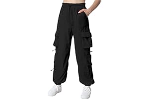 Mebius Girls Cargo Pants Parachute with Pockets Drawstring Elastic Kids Joggers Loose Hip Hop Youth Y2K 8-14 Years