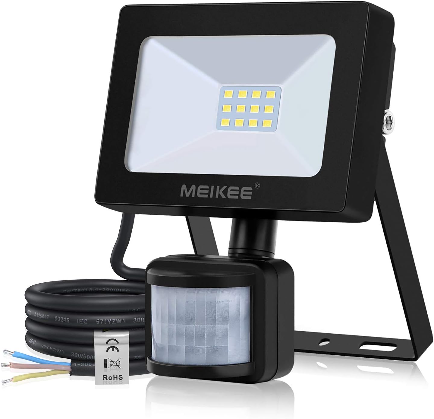 MEIKEE 10W Led Floodlights with Motion Sensor, 1000LM EnergySaving PIR