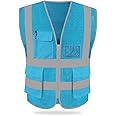 HYCOPROT High Visibility Mesh Safety Reflective Vest with Pockets and Zipper, Meets ANSI/ISEA Standards