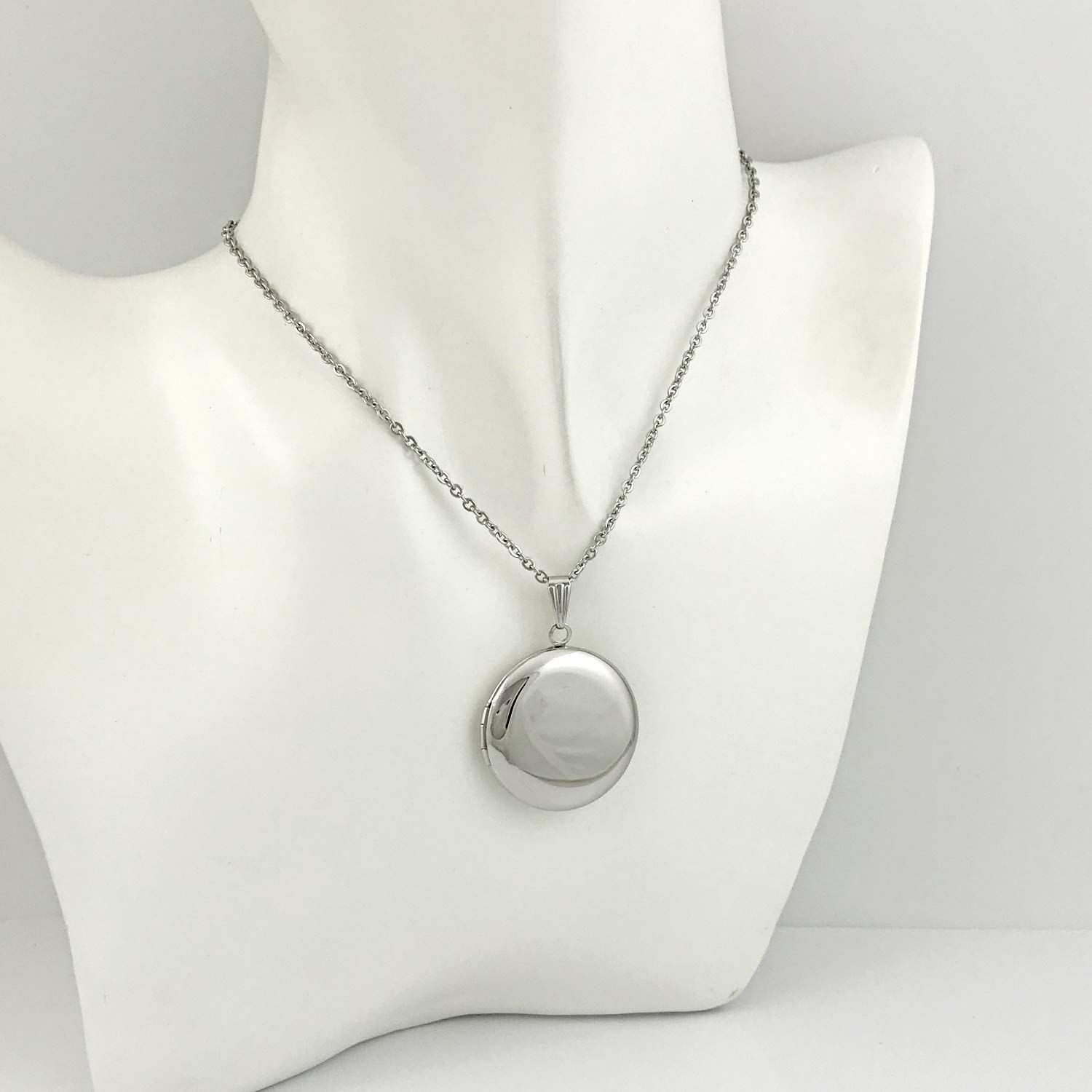 YOUFENG Round Locket Necklace that Holds Pictures Heart Circle Shape Lockets Gift for Jewelry