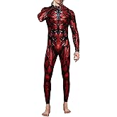 Foksikely Mens Funny Halloween Costume Skeleton Print Cosplay Jumpsuit bodysuit
