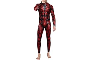 Foksikely Mens Funny Halloween Costume Skeleton Print Cosplay Jumpsuit Bodysuit