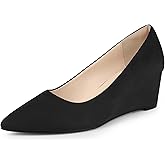 Allegra K Women's Pointy Toe Slip on Wedges Heels Pumps