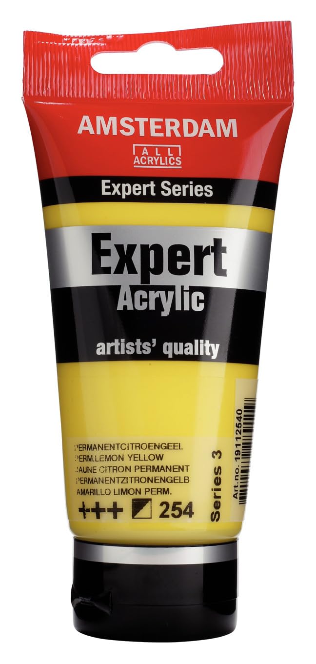 Amsterdam Expert Series Acrylic Paint - Permanent Lemon Yellow 254-75 ml Tube - Semi-Opaque Color - High Lightfastness - Heavy Body Texture - Artist Quality - Durable & Flexible Finish
