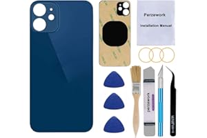 Perzework OEM Rear Back Glass Replacement for iPhone 12 6.1 inches with Reparing Toolkit and Pre-Installed Adhesive (Blue)
