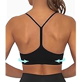 Comper Y Back Sports Bra for Women Low Impact Racerback Workout Bras Sexy Thin Straps Yoga Bras with Removable Pads
