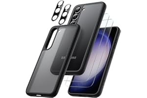 JETech 5 in 1 Matte Case for Samsung Galaxy S23 5G 6.1-Inch with 2-Pack Screen Protector and Camera Lens Protector, Transluce