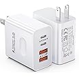 [2-Pack] USB C Wall Charger, 40W 4-Port Fast Charging Block USB C Charger Dual USBC Power Adapter + QC Wall Plug Multiport Br