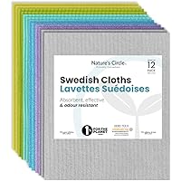Nature's Circle 12 Pack - Swedish Dish Cloths for Cleaning - Sponge Cloth for use as Kitchen Dishcloth - Reusable Paper Towel