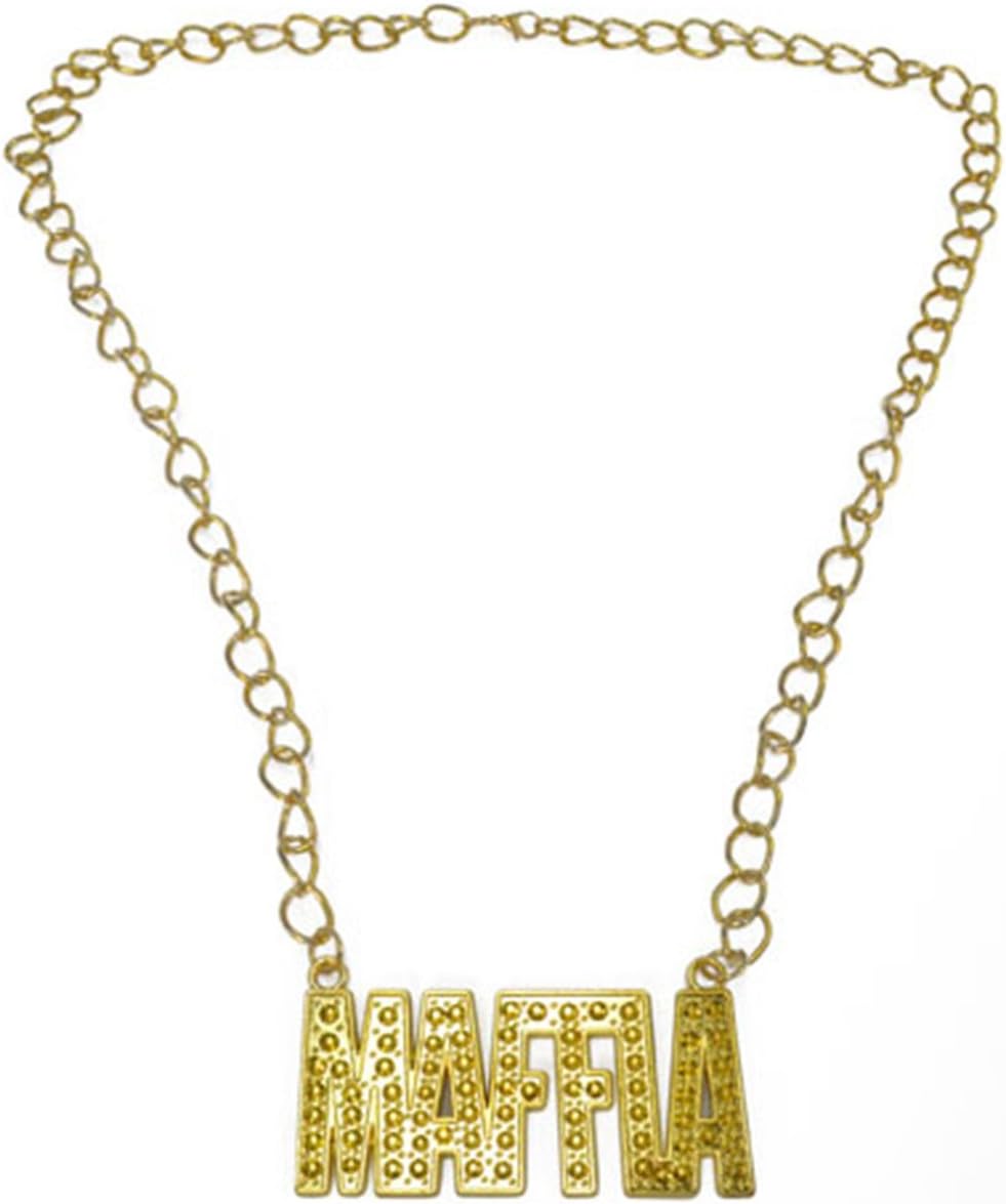 Fancy Dress Party Costume Accessory Party Mafia Gangster Metal Necklace, Gold