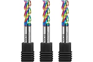 ALYICIA 3pcs 3/16" Tungsten Carbide End Mills for Aluminum & Copper Alloys, 3-Flute DLC Coated Endmills Set CNC Milling Bits - HRC55
