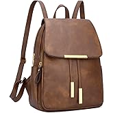 KKXIU Trendy Vegan Leather Backpack Purse for Women and Ladies Shoulder Travel Daypacks Bags (Z-Brown)