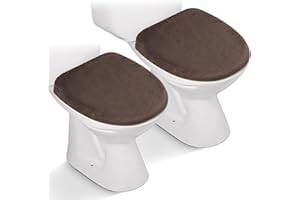 AZHCHKE 2pcs Toilet Lid Cover, Stretch Velvet Toilet Seat Cover for Bathroom, Ultra Soft Toilet Cover Luxury Velvet Machine Wash, Fits Most Round, Elongated and Oblong Lids, Bathroom Decor, Coffee