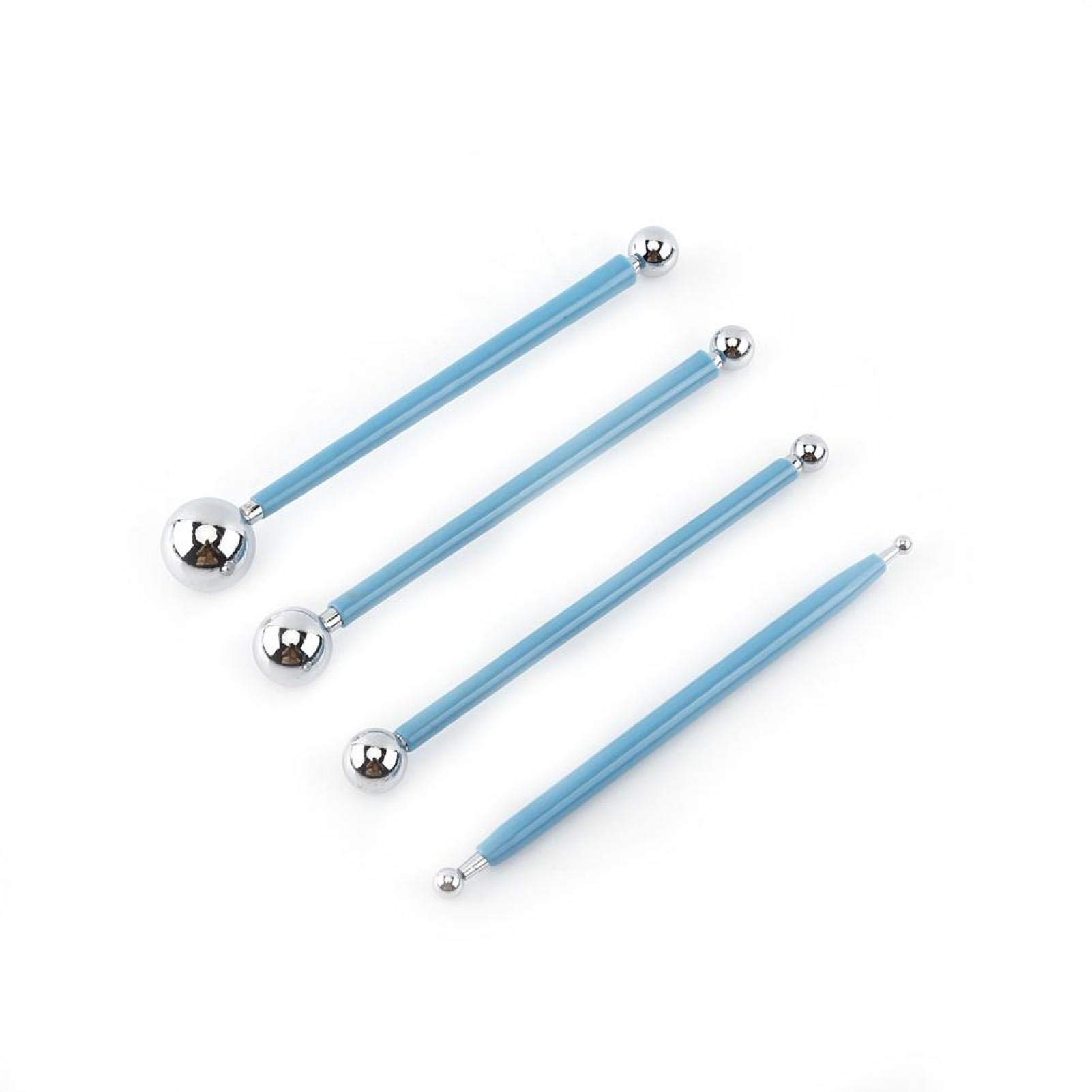 Fockety Modeling Tools 4Pcs/ Set Double-Ended 8 Sizes Balls Tools Metal Ball Tools, Ball Stylus, for Cake Decoration Baking