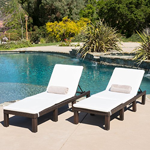 UPC 637162683125, (Set of 2) Estrella Outdoor PE Wicker Adjustable Chaise Lounge Chairs w/ Cushions