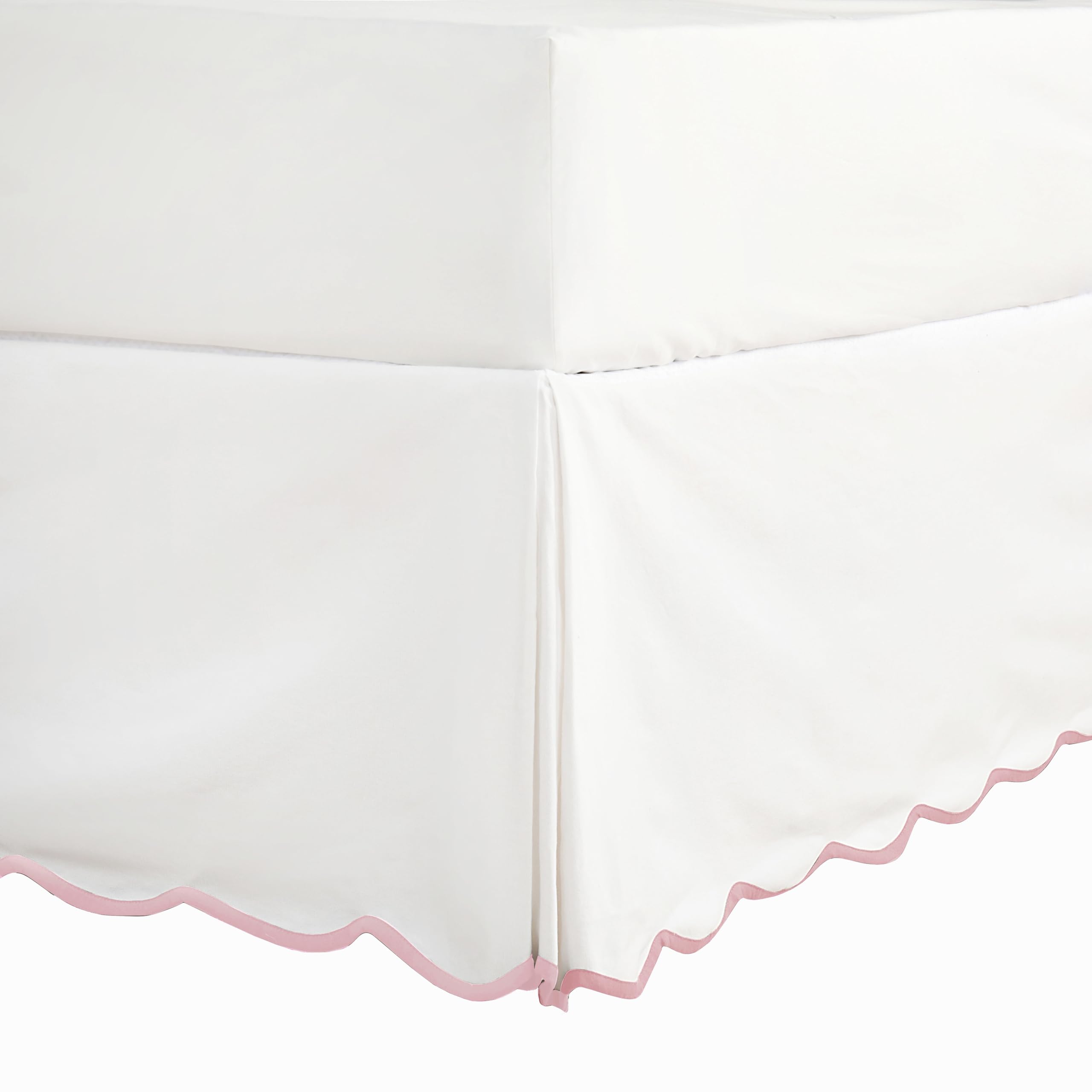 Photo 1 of HIG Off-White Chic Full Bed Skirt - Easy Fit Scallop Edge Pleated Bedskirts, 14 Inch Drop Anti-Slip Dust Ruffle, Thick Fabric for Enhanced Privacy, Pre-Washed for Long-Lasting Use(N60022)