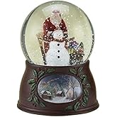 Roman Christmas Musical Revolving Santa Claus and Snowman Snow Globe Glitterdome Plays "Have Yourself A Merry Little Christmas",Multicolored,5 inch