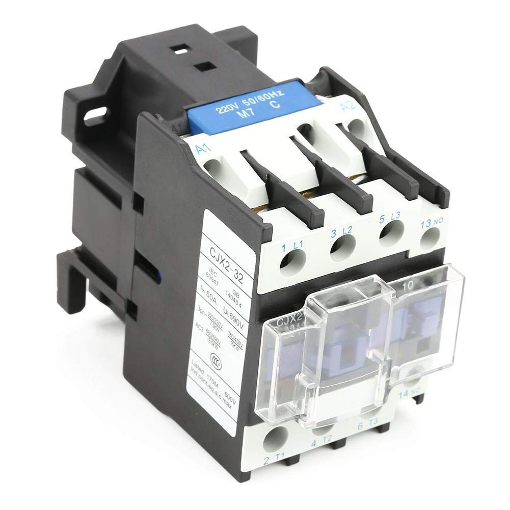Hilitand AC 220V 32A CJX2-3210 Contactor Electric Contactor Plate Front Wiring High Sensitivity Industrial Electric AC Contactor for Power Distribution Power Applications