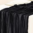 Socomi 6pcs Black Cheesecloth Table Runner 120 inch Spirng Easter Cheese Cloth Runner 10FT Boho Rustic Gauze Table Runner for Wedding Party Baby Shower Halloween Home Decor