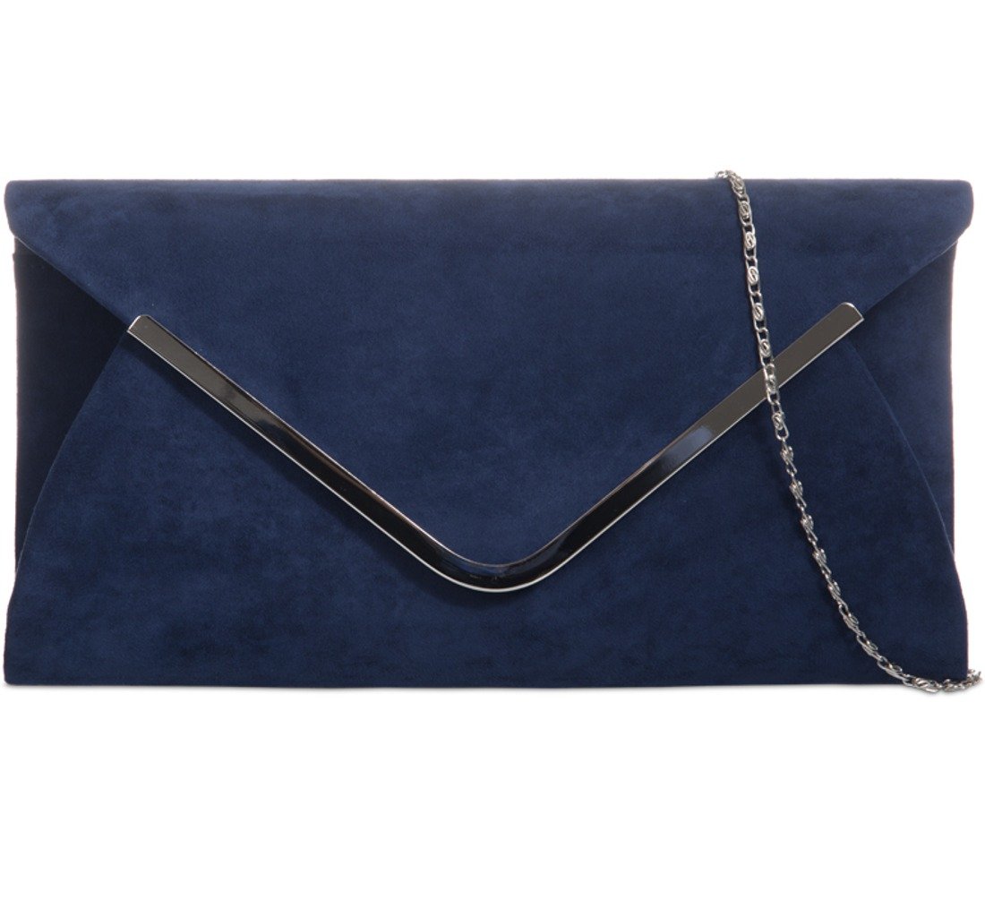 Purple Possum® Navy Blue Envelope Clutch Dark Blue Faux Suede Evening Bag Women's Prom Shoulder Bag Wedding Handbag