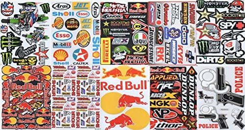 Lot of 10 Sheets Mixed Pattern Car Racing Stickers