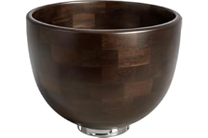 Premium Natural Wooden Mixing Bowl, Compatible with KitchenAid 4.5-5 QT Tilt-Head Stand Mixers, 5 QT Wooden Bowl with Stainle