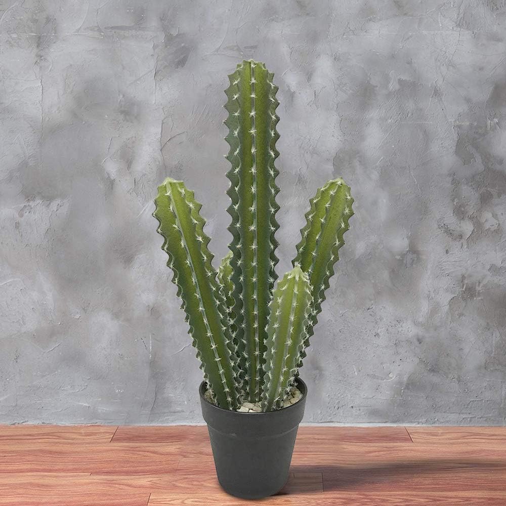 Arflo Artificial Cactus Plant Fake Succulent in Planter for Bathroom Office Home Decor House Decorations Indoor Outdoor Desert Decor 20” Tall