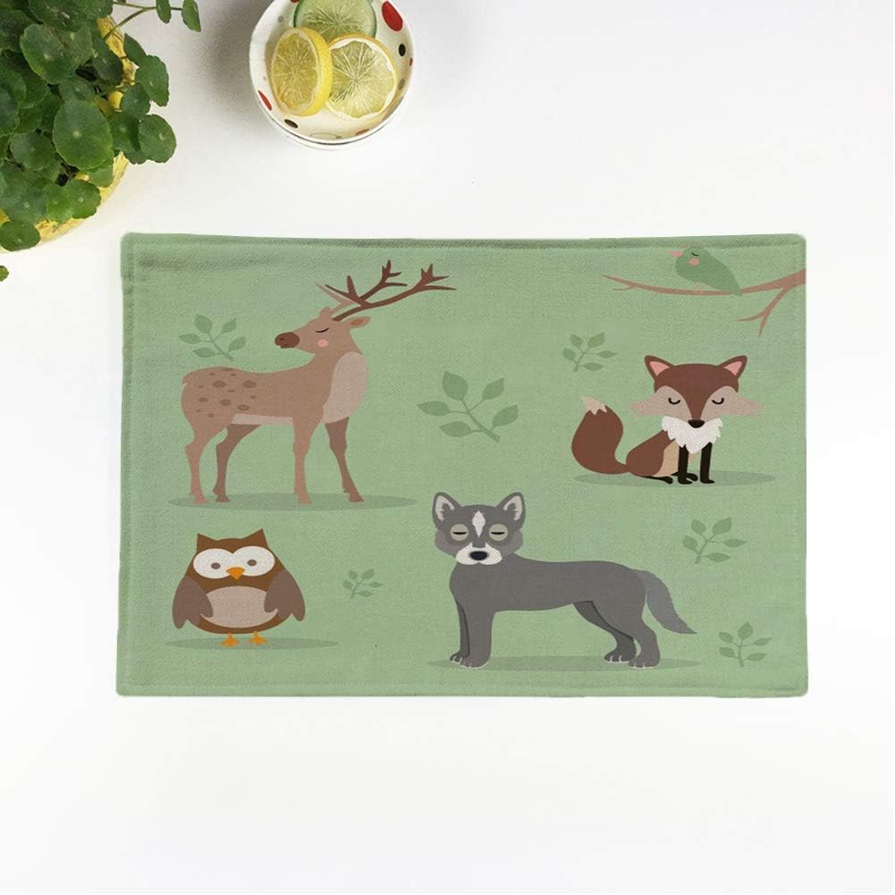 Awowee Set of 4 Placemats Woodland Pack of Forest Animals