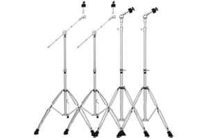 Noliven 4 Pack Cymbal Boom Stand & Straight Cymbal Stand Combo Set, Adjustable Drum Hardware Percussion Mount Holder Gear Set