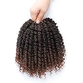 Passion Twist Crochet Hair 6Inch Passion Twist Hair 8 Packs Pre-Twisted Passion Twist Crochet Hair for Black Women Soft Passion Twist Curly Crochet Hair 6"(Pack of 8) T30