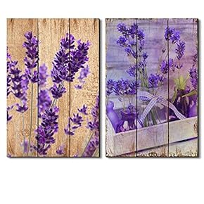 Beautiful Lavender Flowers on a Wooden Background - Canvas Art Home Art - 16x24 inches