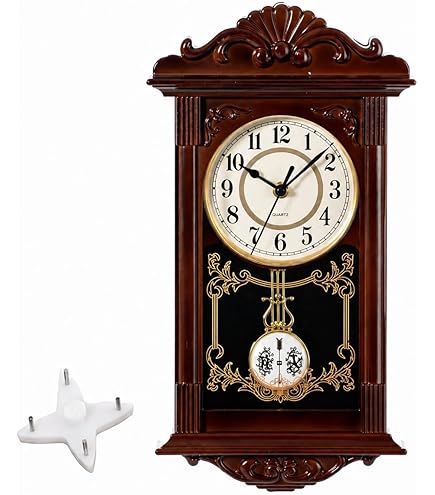 Amazon.com: Olden Days Wall Clock with Real Wood, 4 Chime Options