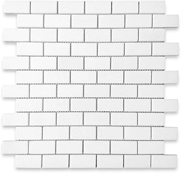 Stone Center Online Thassos White Marble 1x2 Medium Brick Mosaic Tile Honed For Kitchen Backsplash Bathroom Flooring Shower Surround Dining Room Entryway Corrido Spa 1 Sheet Amazon Com