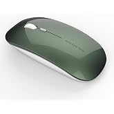 Uciefy Q5 Slim Rechargeable Wireless Mouse for Laptop,Silent Blackish Green | 2.4GHz Optical, USB C Charging, Battery Indicator, Ultra Thin, Portable, 1600 DPI, Ambidextrous, USB Receiver,Type C Adapter