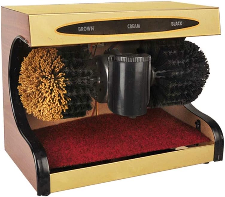Zhenxinshiyi Automatic Shoe Shining Machine Automatic Household Common Small Electric Brush Shoe Machine Automatic Shoe Shine Machine No Glue No Paint Dust Removal Polishing (Color : Gold)