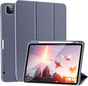 SIWENGDE Case for iPad Pro 11 Inch 2020 2nd Generation Support iPad 2nd Pencil Charging & Pair, Slim Lightweight Trifold Stand Smart Protective Case Cover for Kids, Auto Wake/Sleep(Lilac)