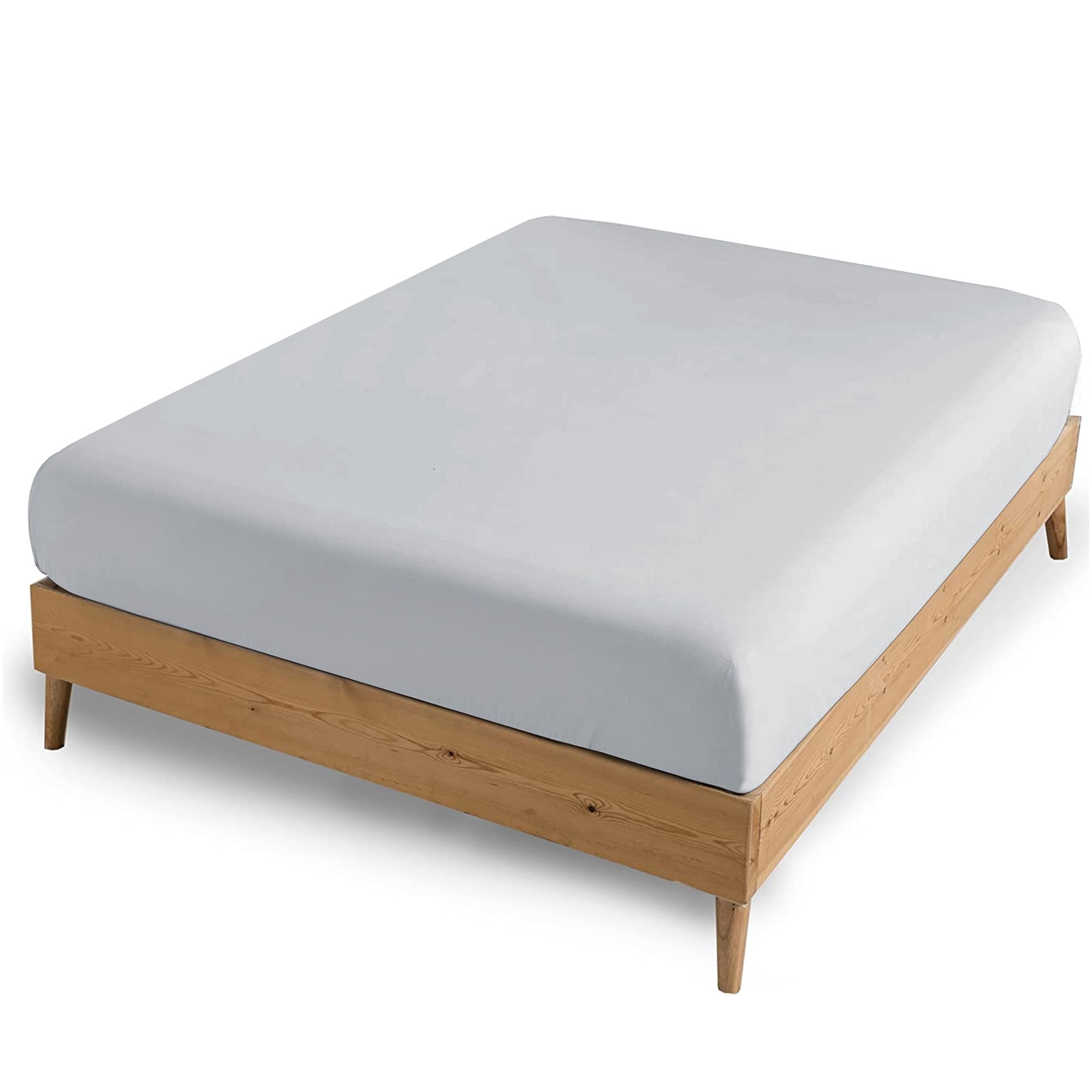 AMEHA Extra Deep Single Fitted Sheet 40CM – Silver Super Soft Brushed Microfiber Easy Care Fitted Bed Sheet for Single Bed