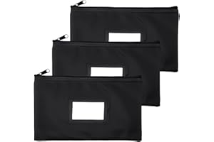 GIDABRAND Money Bank Deposit Bag with zipper | 11x6 inch | Black | Durable Leatherette Money Cash Coin Check Wallet Pouch for Men & Women with Framed ID Window and Blank Card (3)