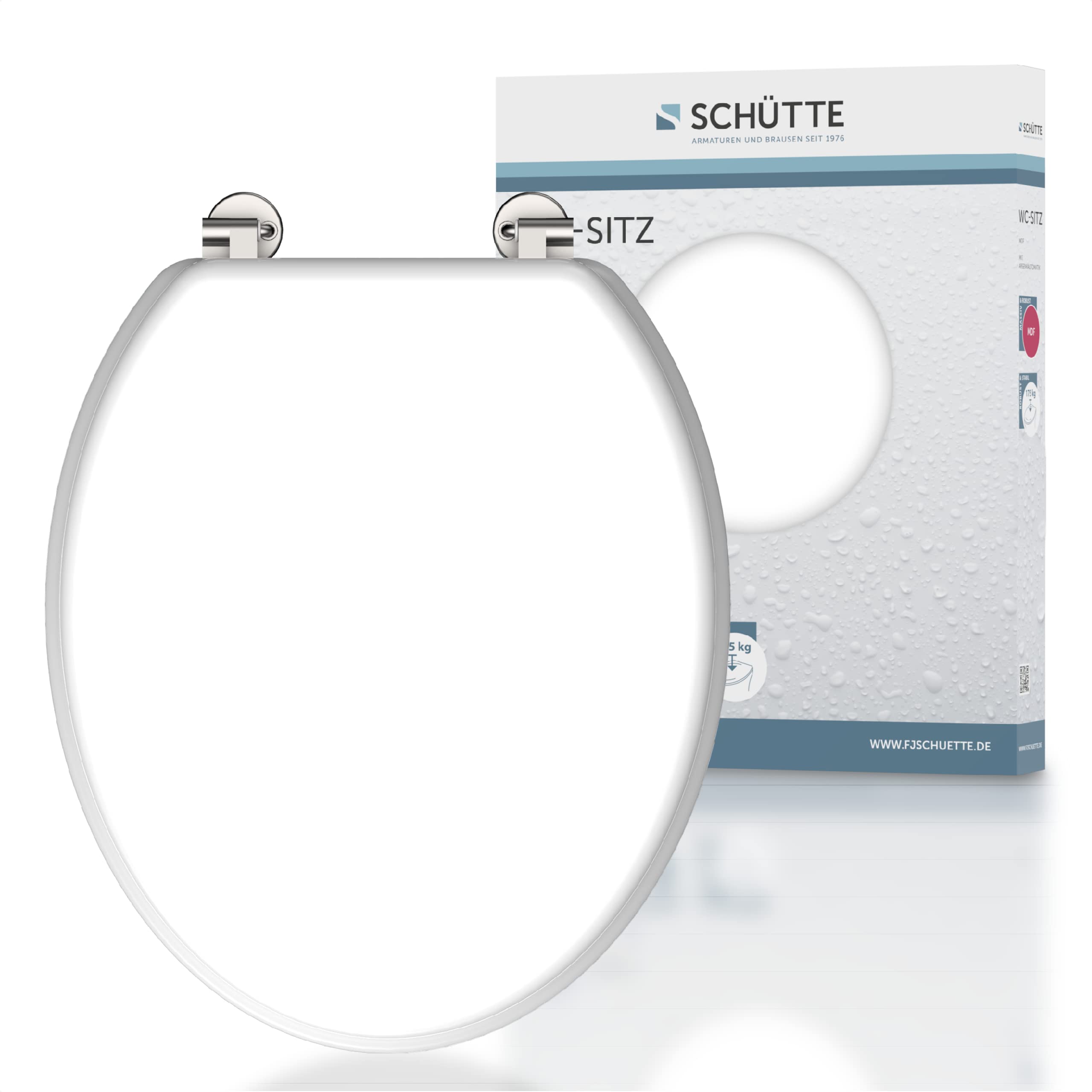 SCHÜTTE White 84000 Toilet Seat with Wooden Core and Toilet Lid White