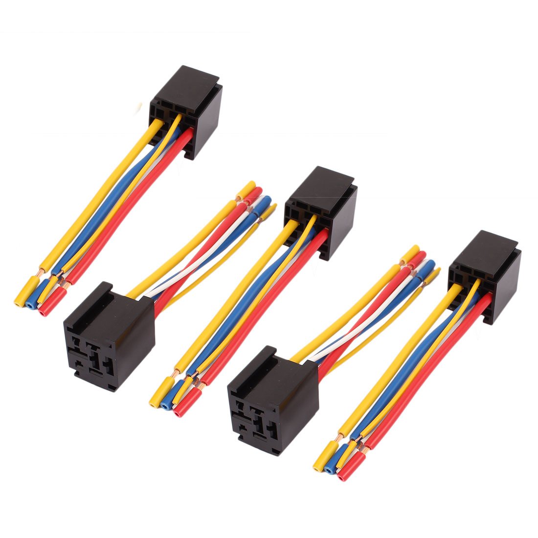Sourcingmap DC 12V/24V 80A 5-Pin Wire Cable Relay Socket Harness Connector 5pcs for Car Truck